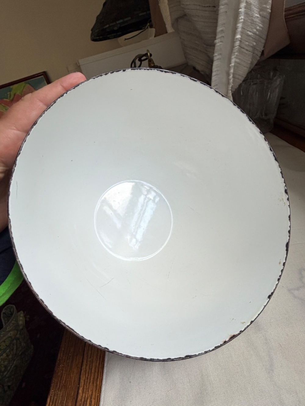 Finel Arabia Finland Enamel Bowl Kaj Franck Mod Mushrooms Tatti Serving Bowl 60s - Picture 6 of 9